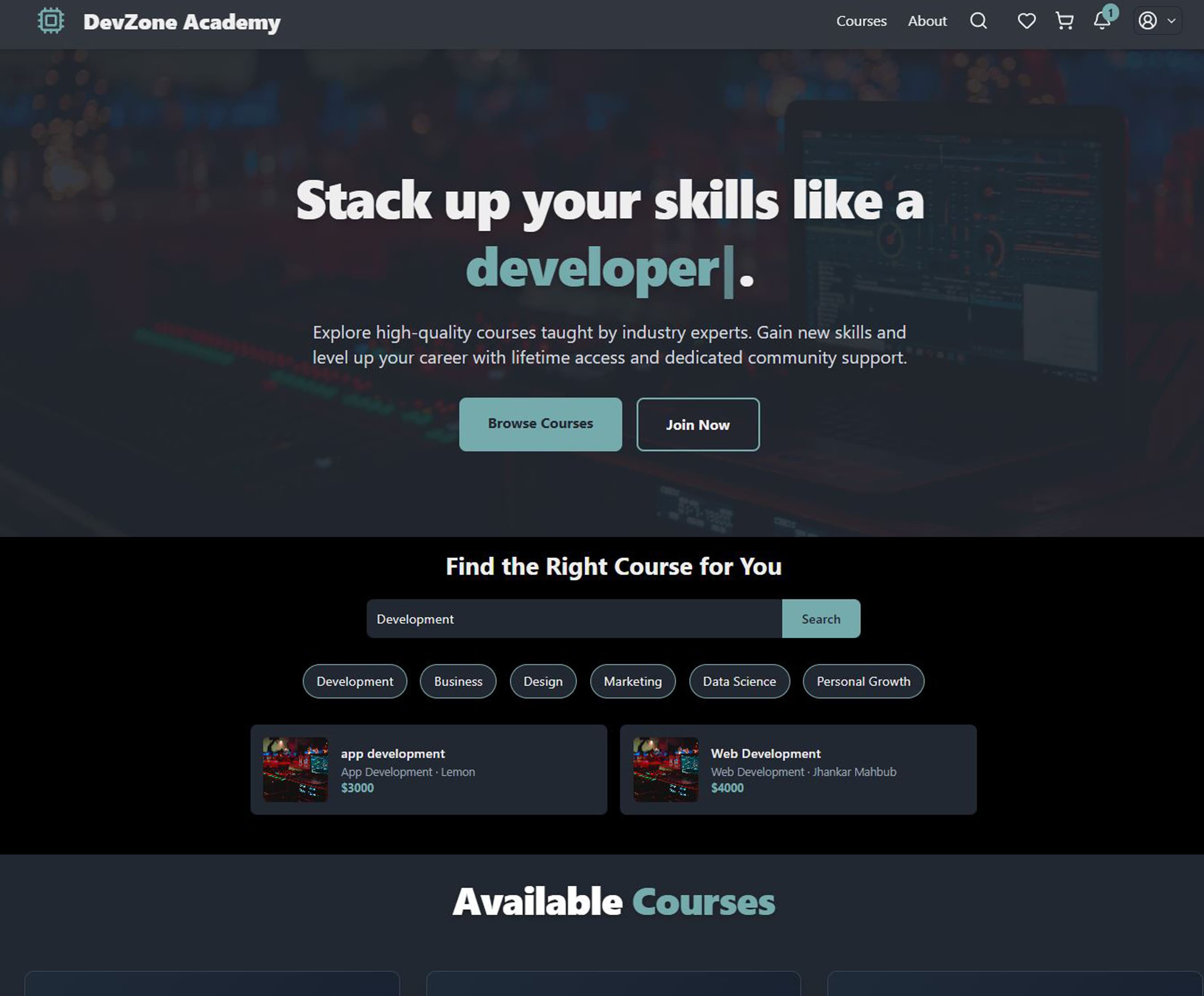 DevZone Academy (E-Commerce)