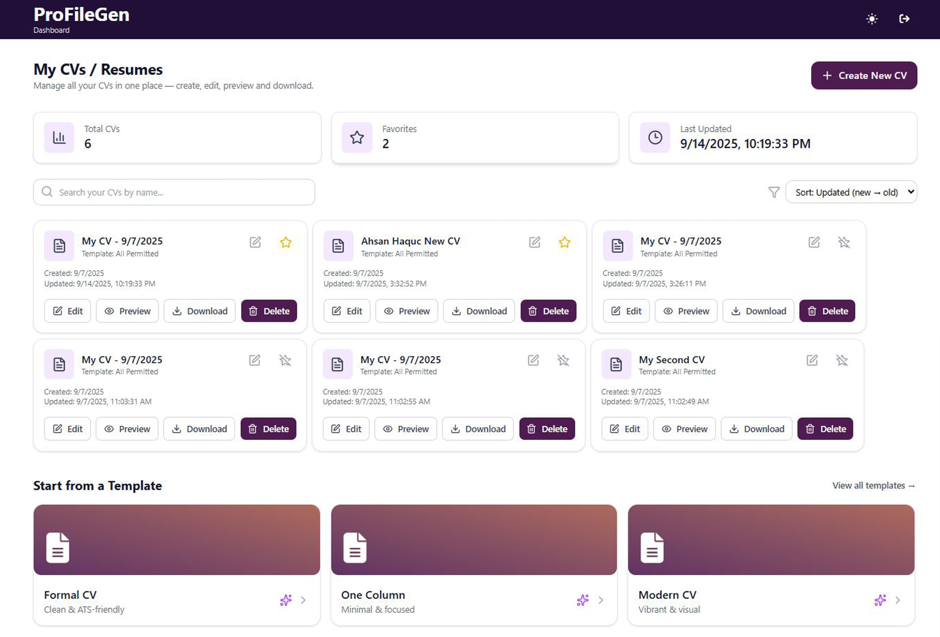 ProFileGen - CV Maker
